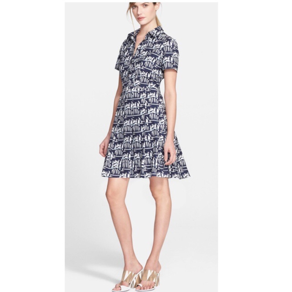 Tory Burch Figurines Stretch Poplin Short Dress